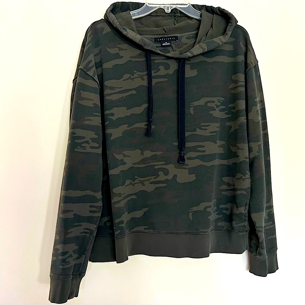 Sanctuary Men’s Green Camouflage Camo Print Sweatshirt Hoodie